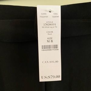 New WHBM MJ Wide Leg w/Tie